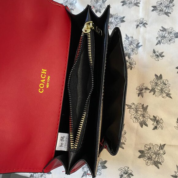 Coach Classic Monogram Strawberry Print Chain Crossbody Bag - Picture 11 of 14